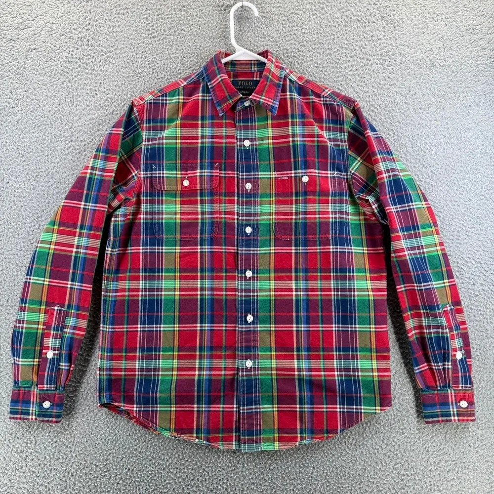 Polo Ralph Lauren Classic Fit Madras Plaid Button Down Shirt Multi Color Mens M